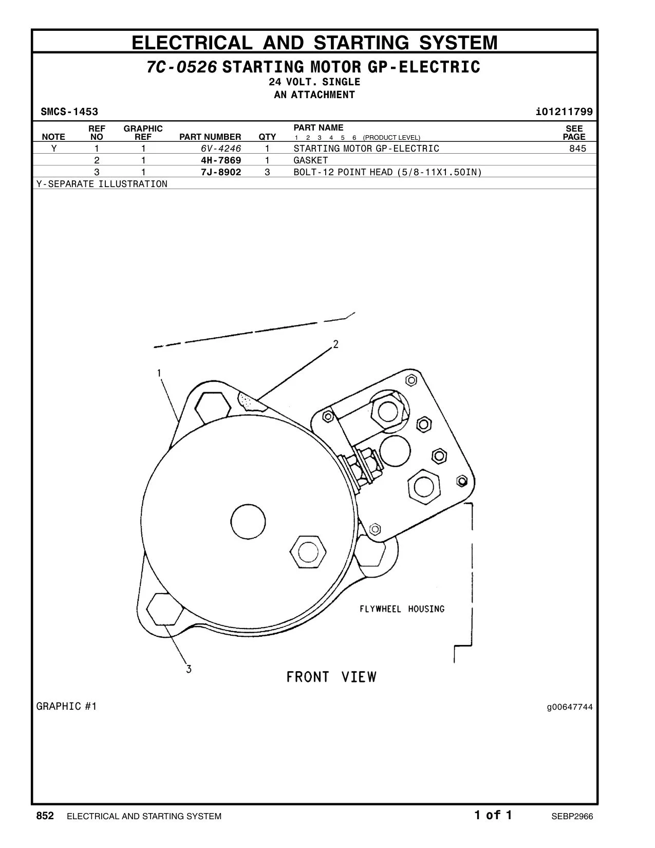 6V-4246 STARTING MOTOR GP-ELECTRIC CAT parts manual diagram