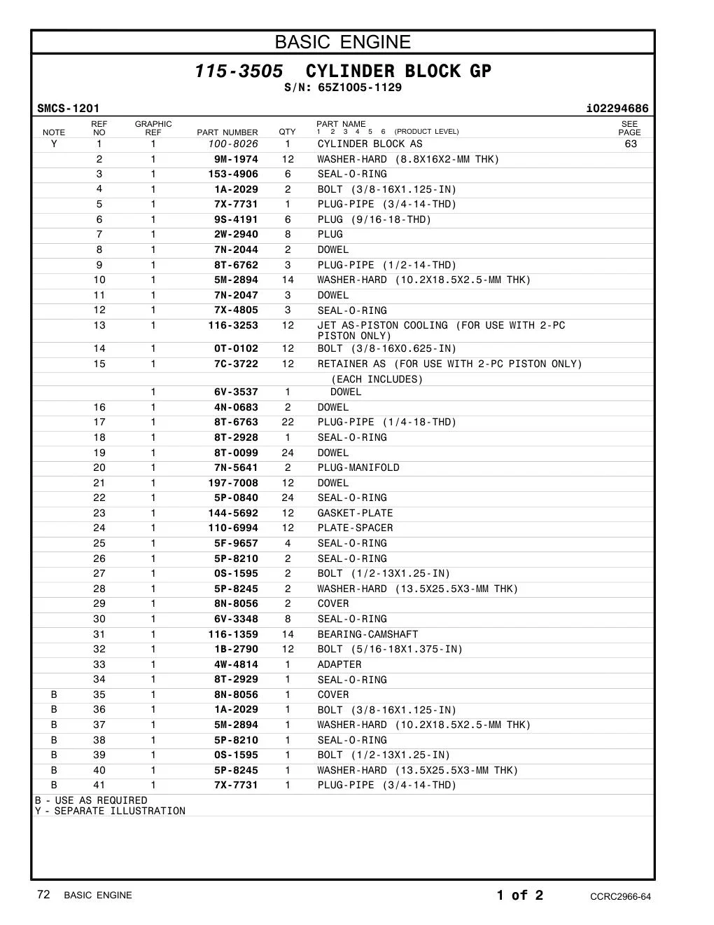 7C-3722 - RETAINER AS (FOR USE WITH 2-PC PISTON ONLY)