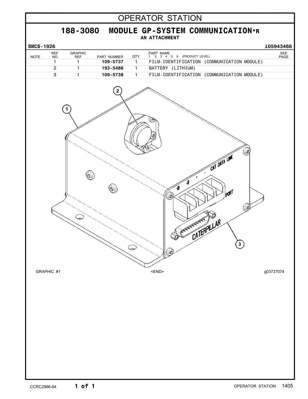 193-5488 - BATTERY (LITHIUM) (3-VOLT)