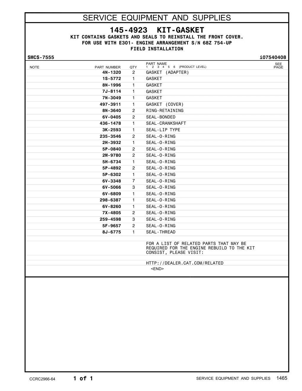 436-1478 - SEAL-CRANKSHAFT