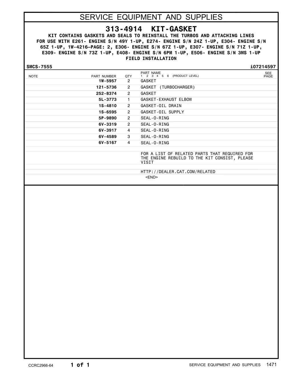 1W-5957 - GASKET