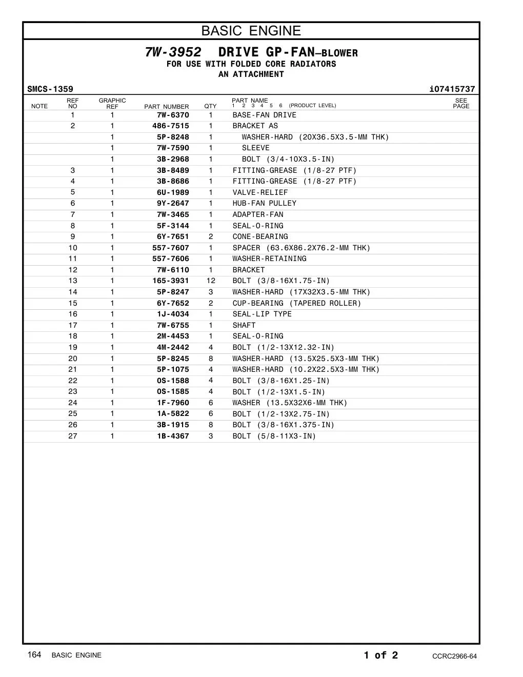 557-7607 SPACER (63.6X86.2X76.2-MM THK) CAT parts manual diagram