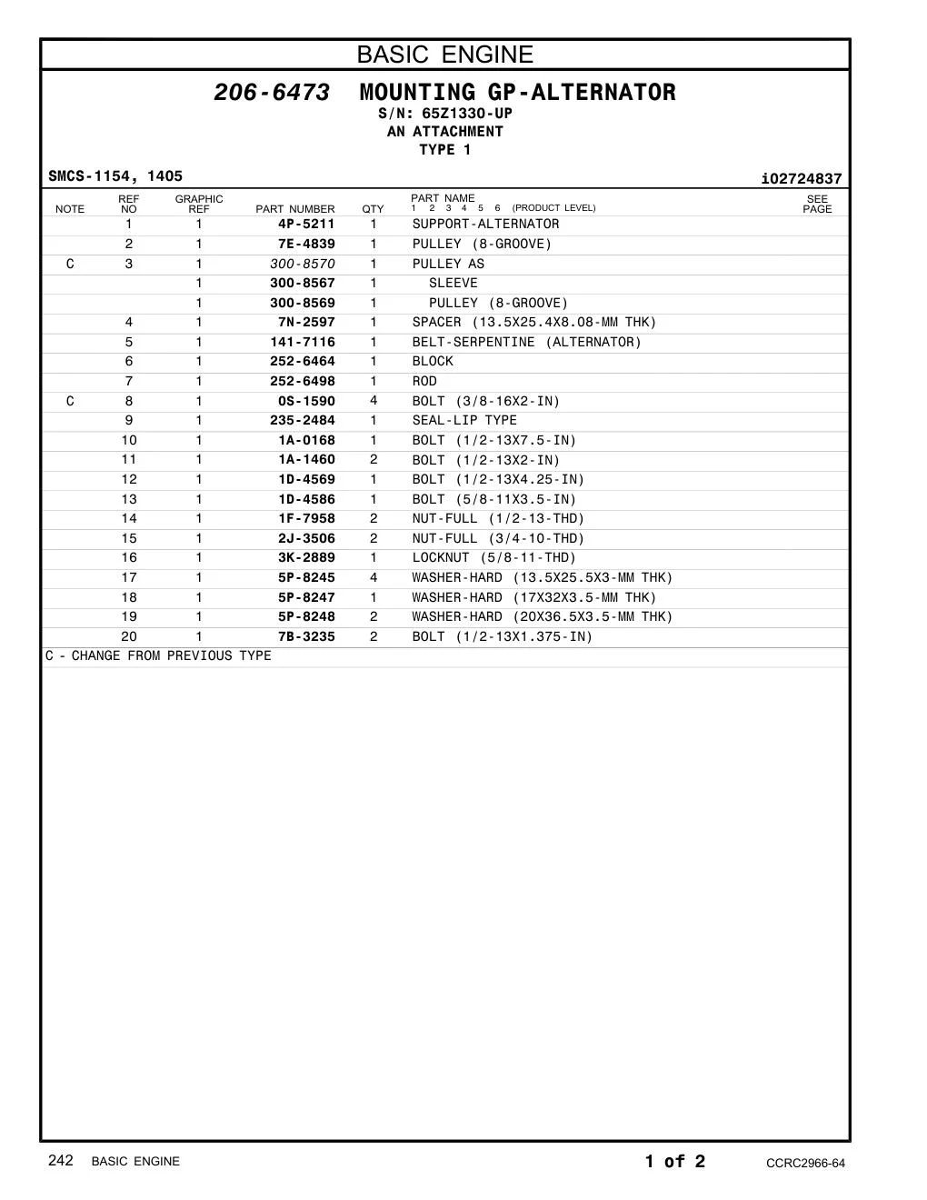 300-8569 PULLEY (8-GROOVE) · S/N 65Z1330-UP CAT parts manual diagram