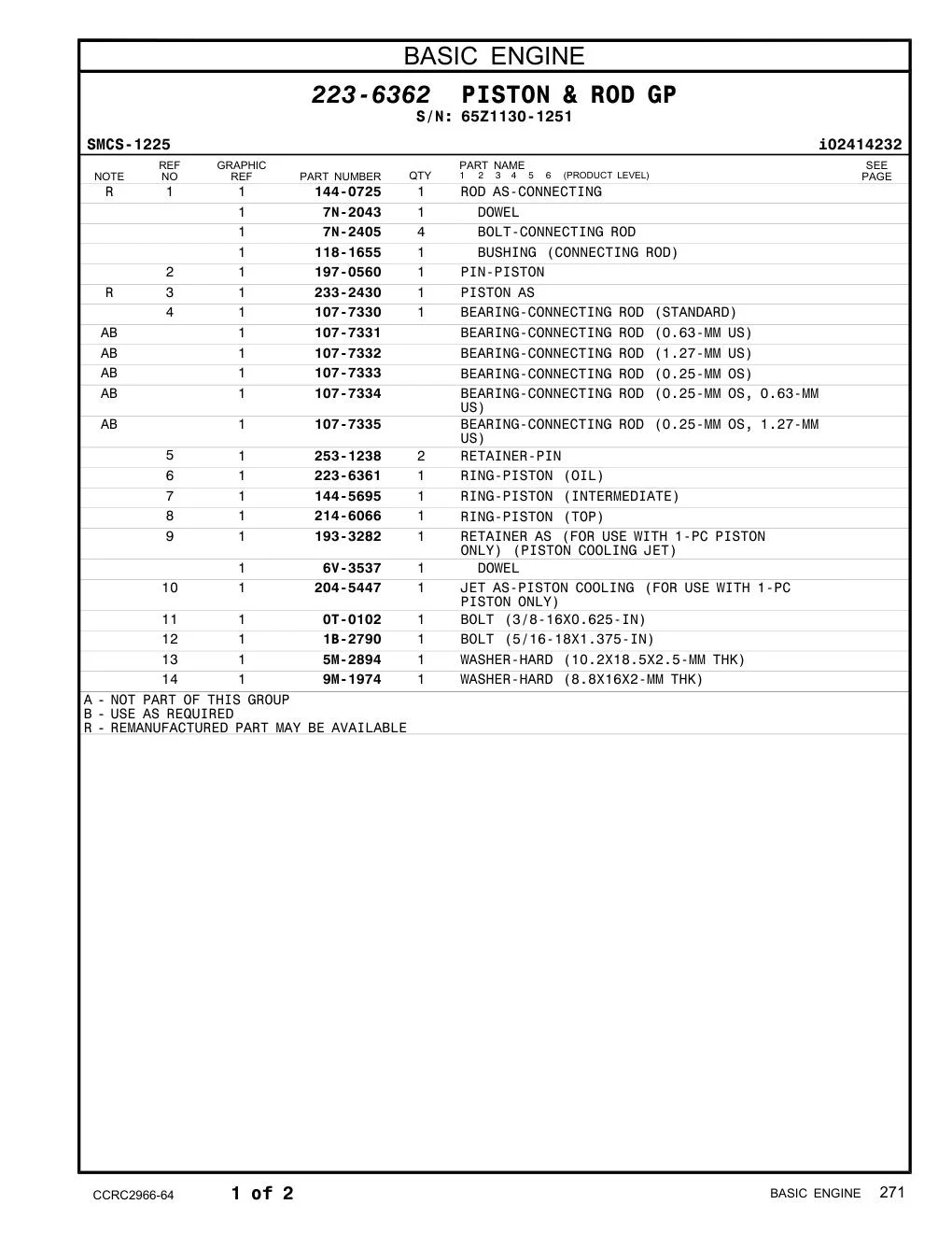 223-6361 - RING-PISTON (OIL)