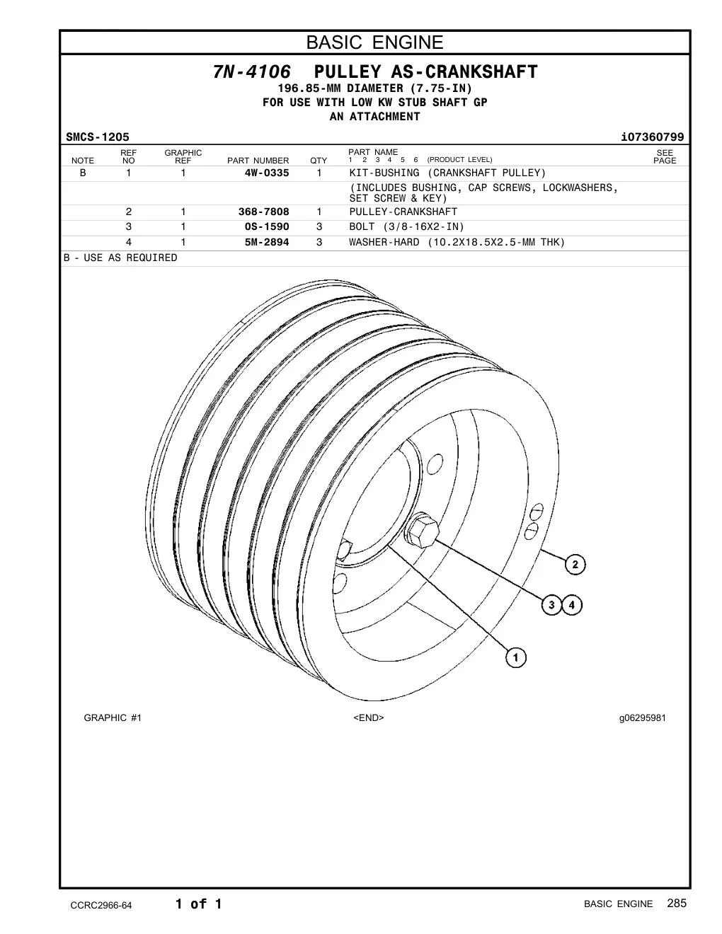 368-7808 PULLEY-CRANKSHAFT CAT parts manual diagram