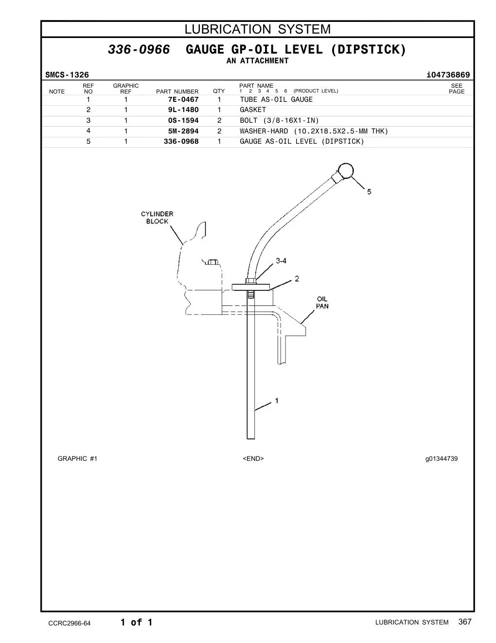 336-0968 - GAUGE AS-OIL LEVEL (DIPSTICK)