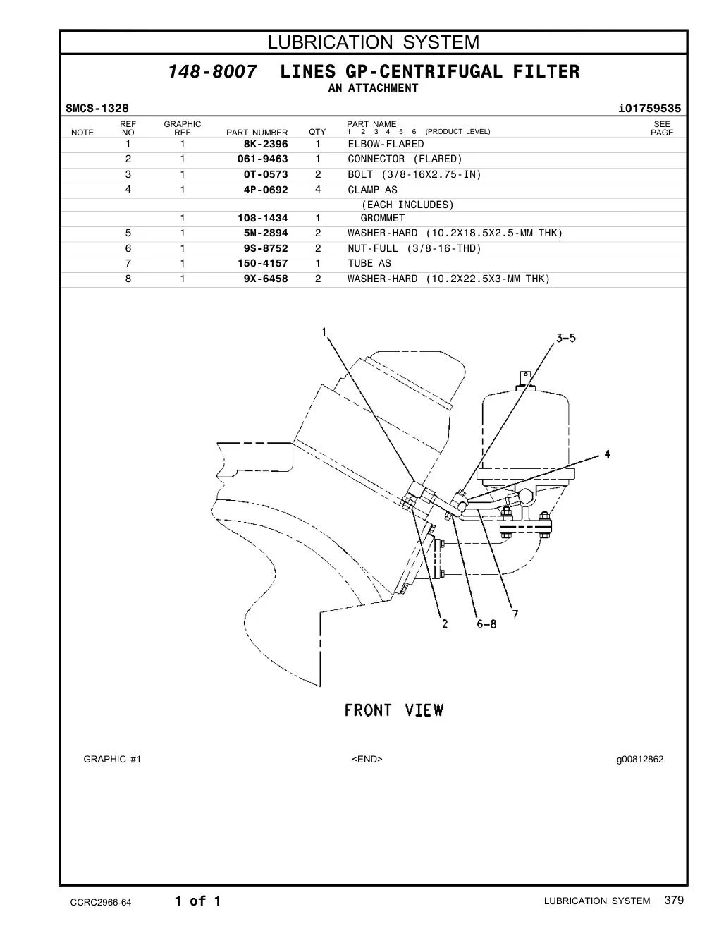061-9463 CONNECTOR (FLARED) CAT parts manual diagram