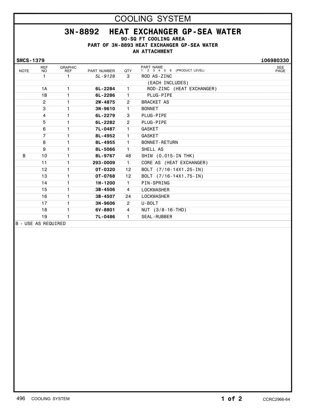 293-0009 CORE AS (HEAT EXCHANGER) CAT parts manual diagram