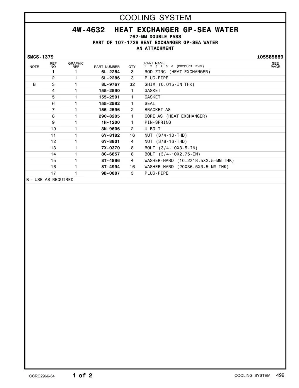 290-8205 CORE AS (HEAT EXCHANGER) CAT parts manual diagram