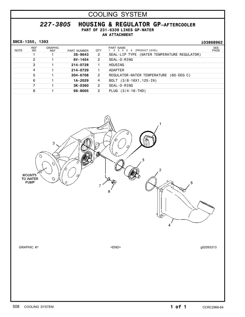204-6708 REGULATOR-WATER TEMPERATURE CAT parts manual diagram