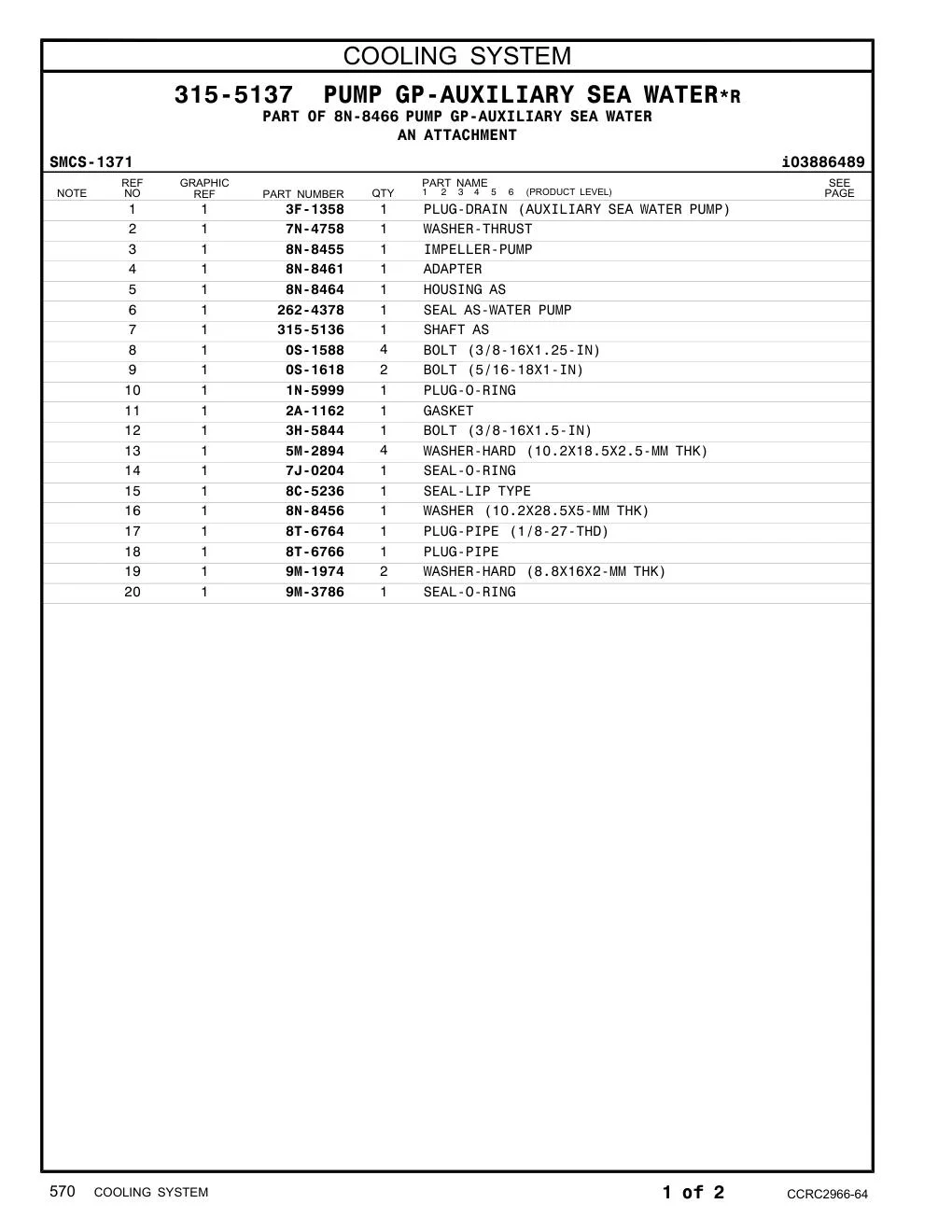 315-5136 SHAFT AS CAT parts manual diagram