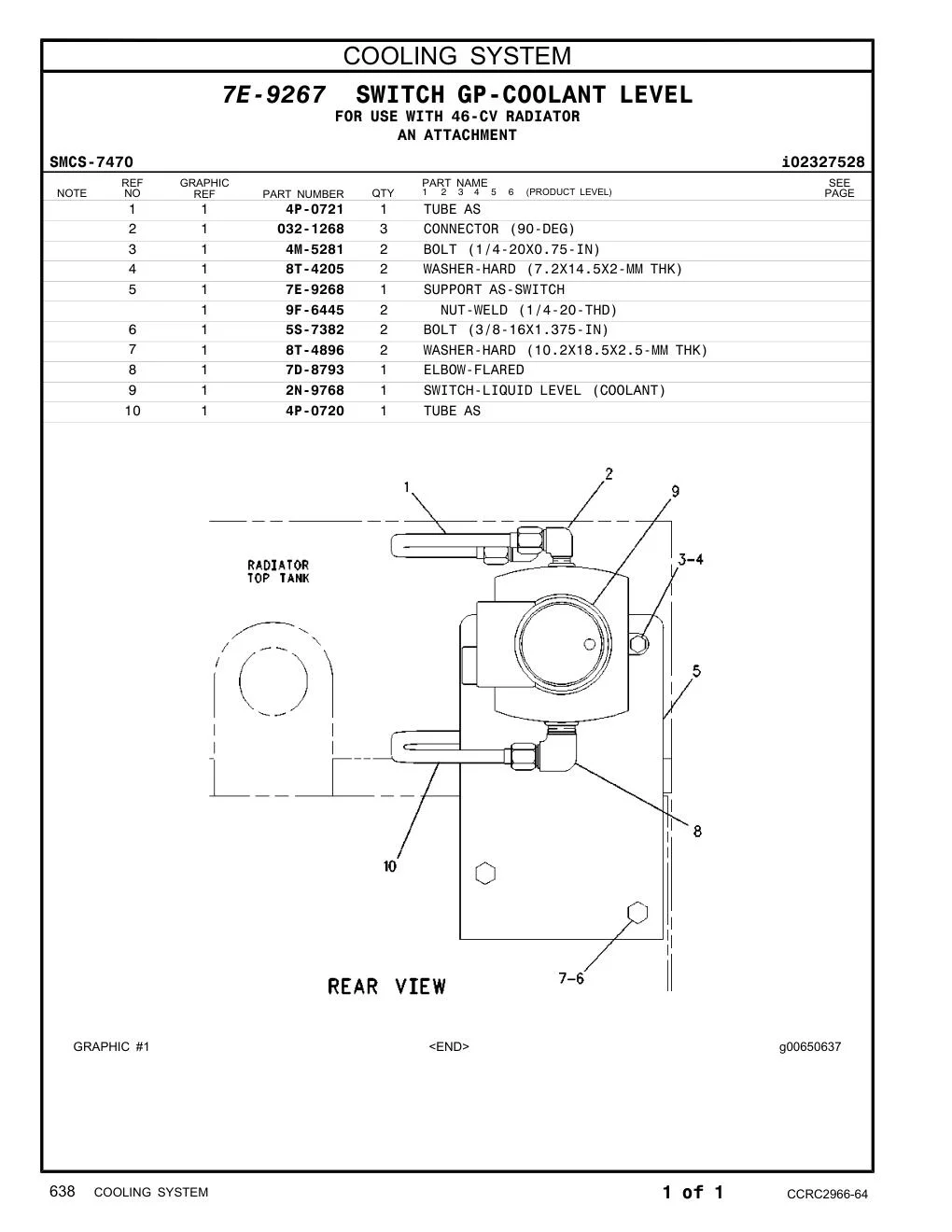 7E-9268 SUPPORT AS-SWITCH CAT parts manual diagram