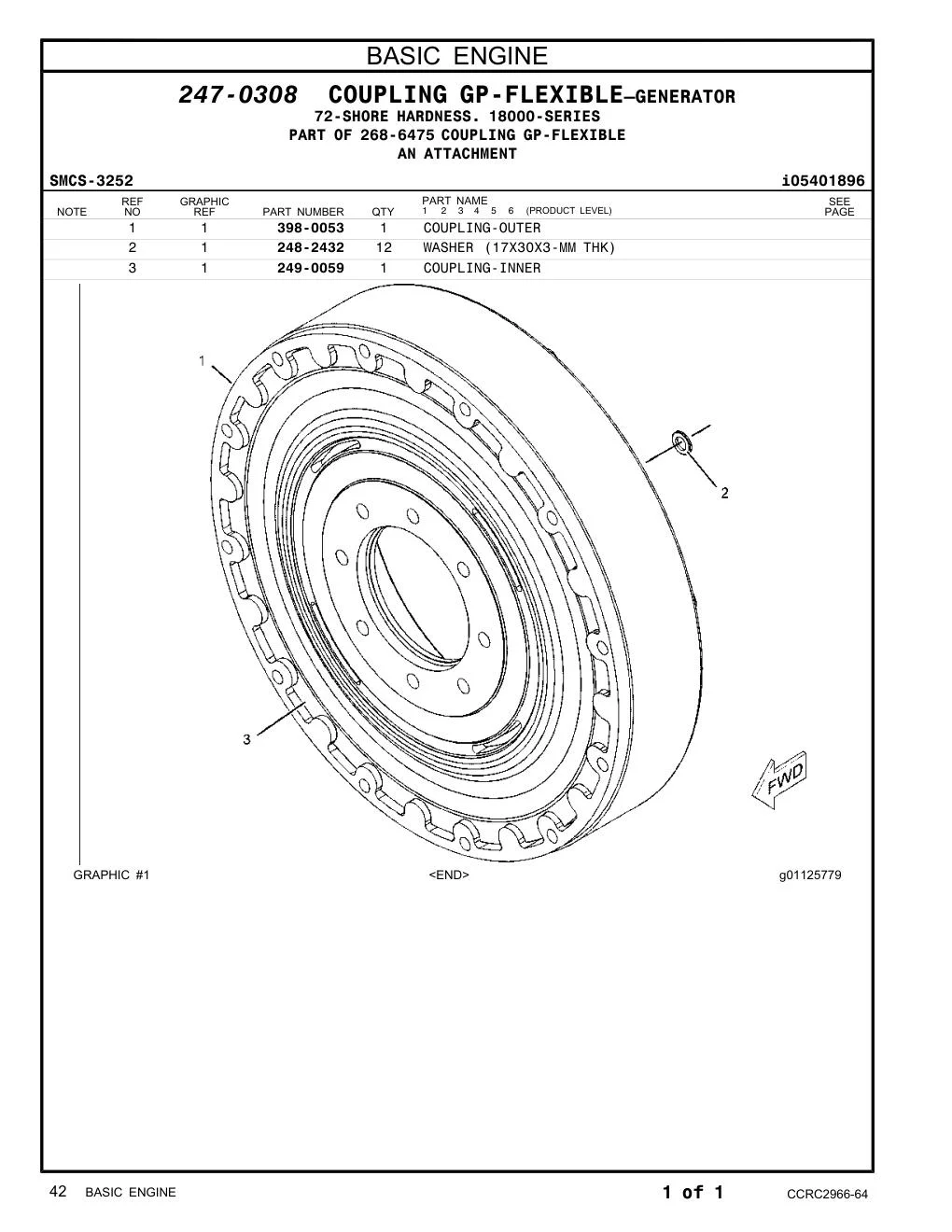 249-0059 COUPLING (INNER) CAT parts manual diagram
