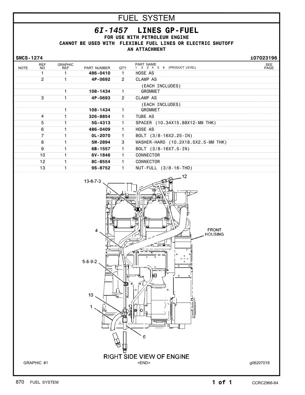 486-0409 HOSE AS CAT parts manual diagram