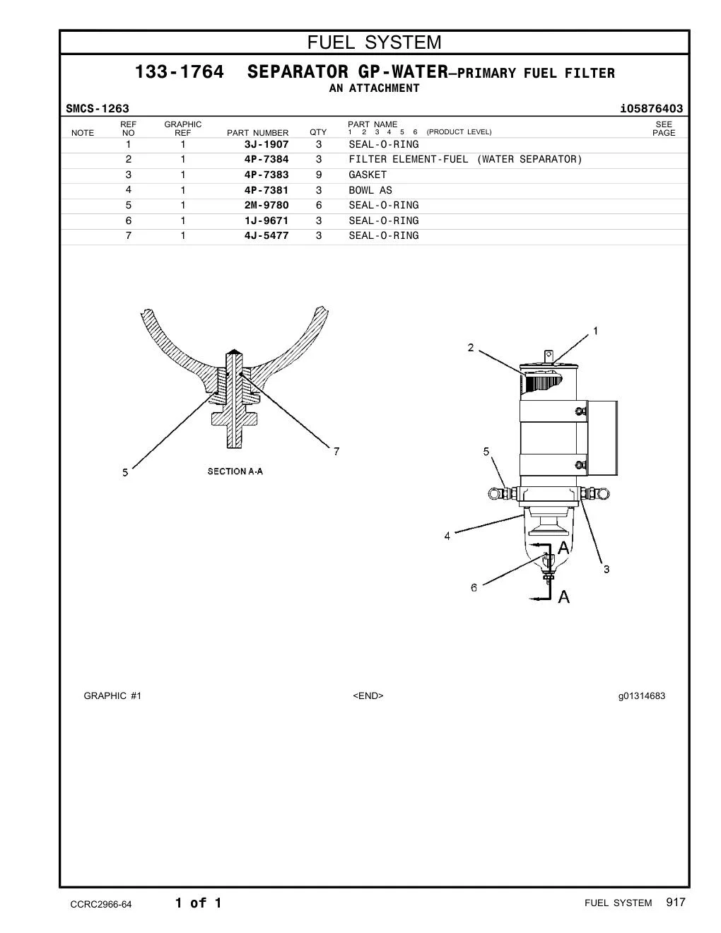 4P-7384 - FILTER ELEMENT-FUEL (WATER SEPARATOR)