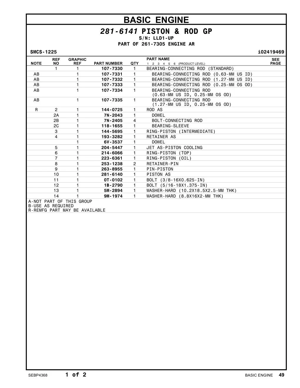 223-6361 - RING-PISTON (OIL)