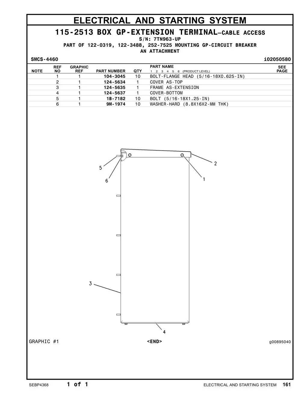 124-5637 COVER-BOTTOM · S/N 7TN963-UP CAT parts manual diagram