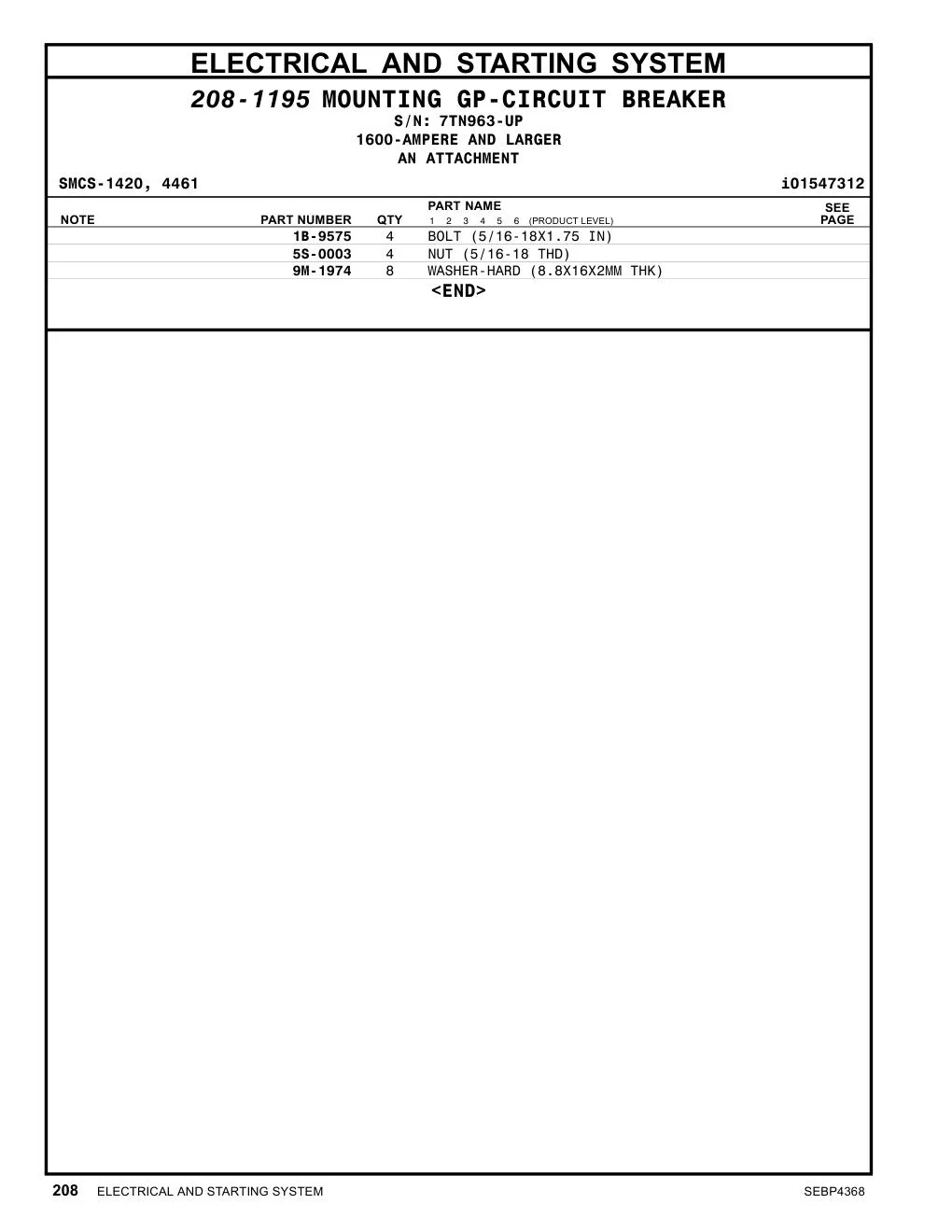 1B-9575 - BOLT (5/16-18X1.75 IN)