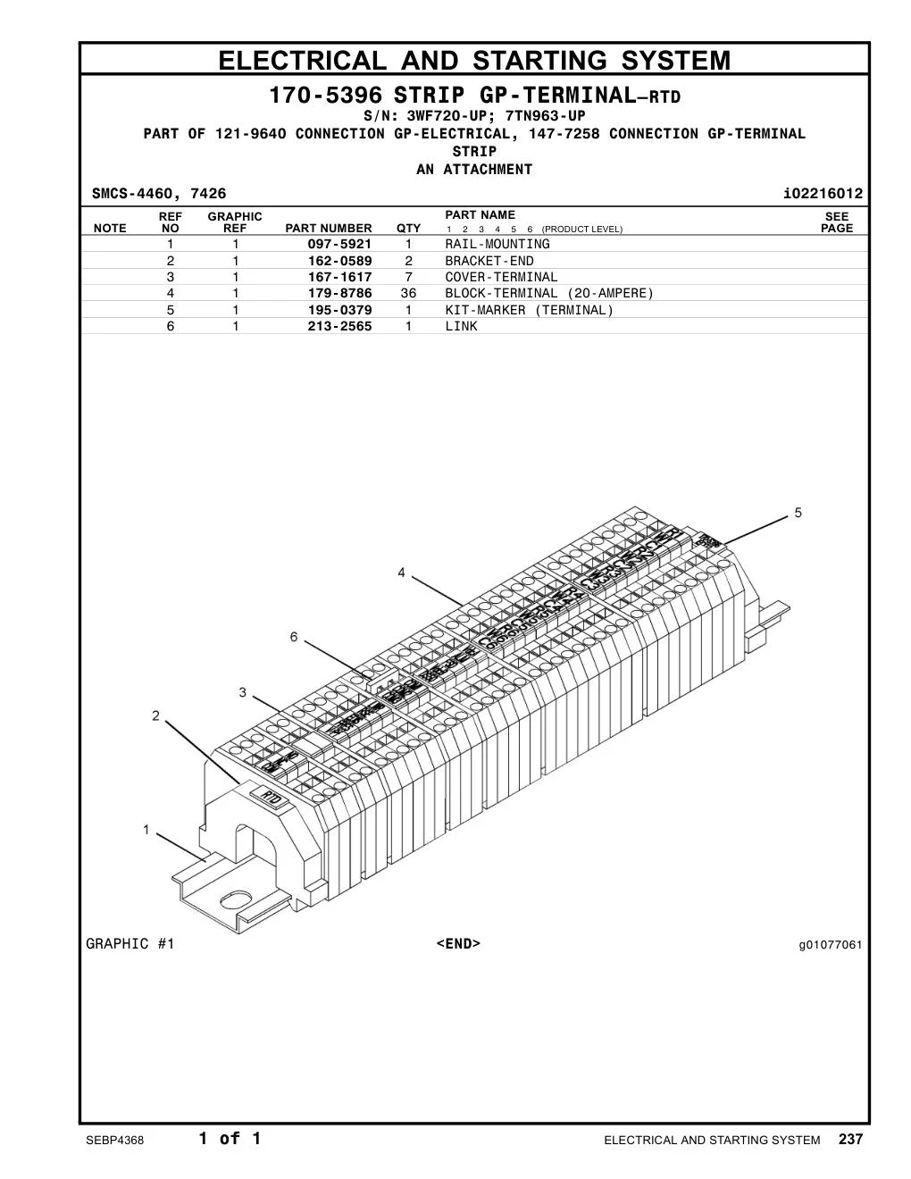 195-0379 KIT-MARKER (TERMINAL) CAT parts manual diagram