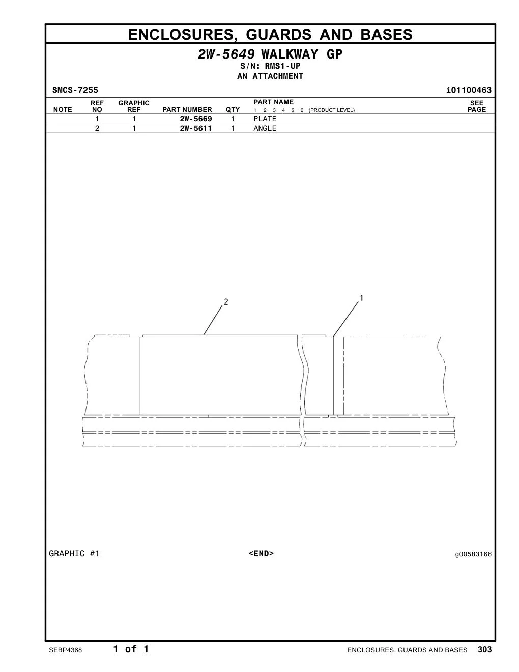 2W-5669 PLATE · S/N RMS1-UP CAT parts manual diagram