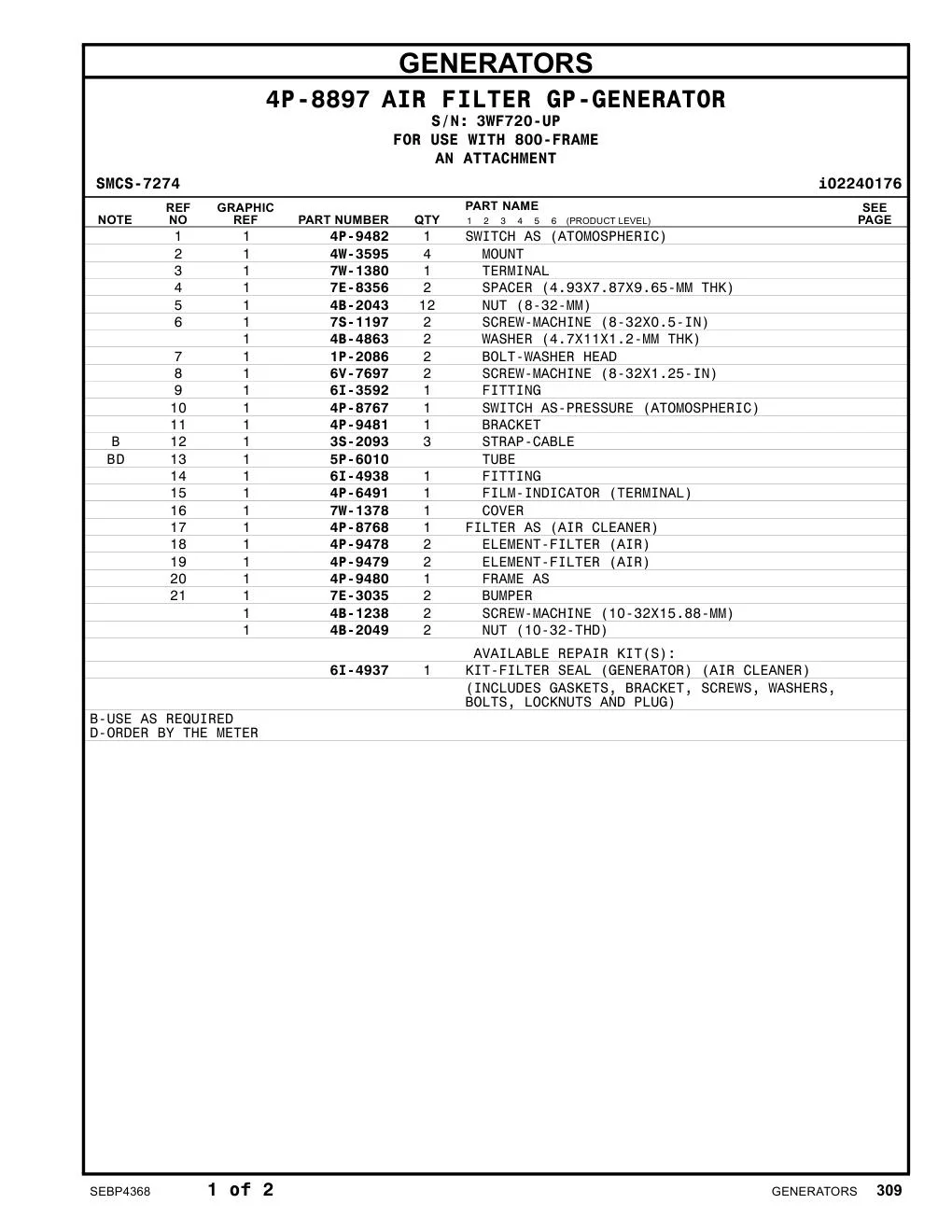 4P-9479 - ELEMENT-FILTER (AIR)