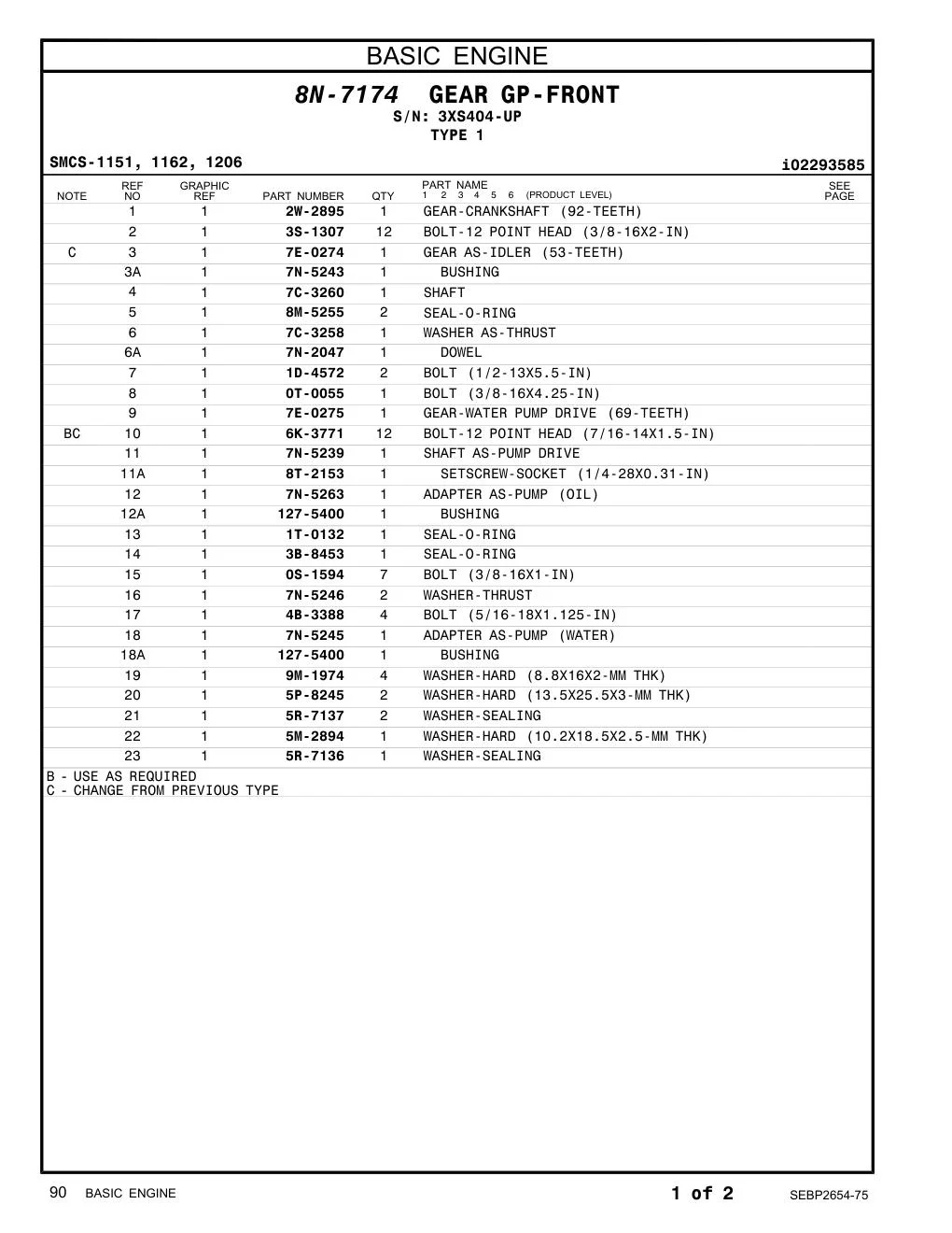 2W-2895 - GEAR-CRANKSHAFT (92-TEETH)