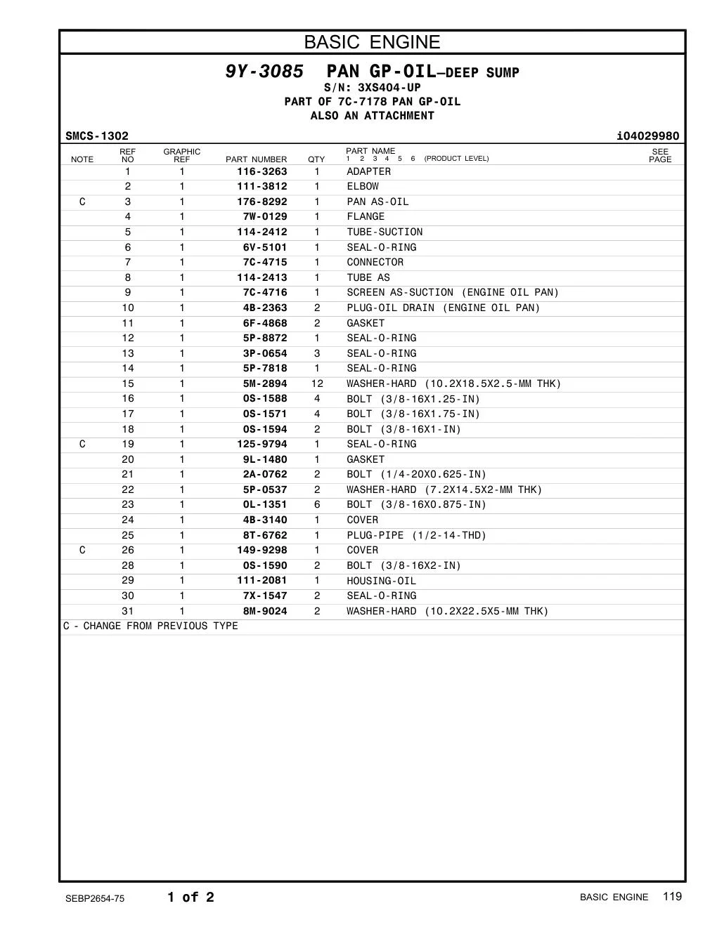 7C-4716 - SCREEN AS-SUCTION (ENGINE OIL PAN)