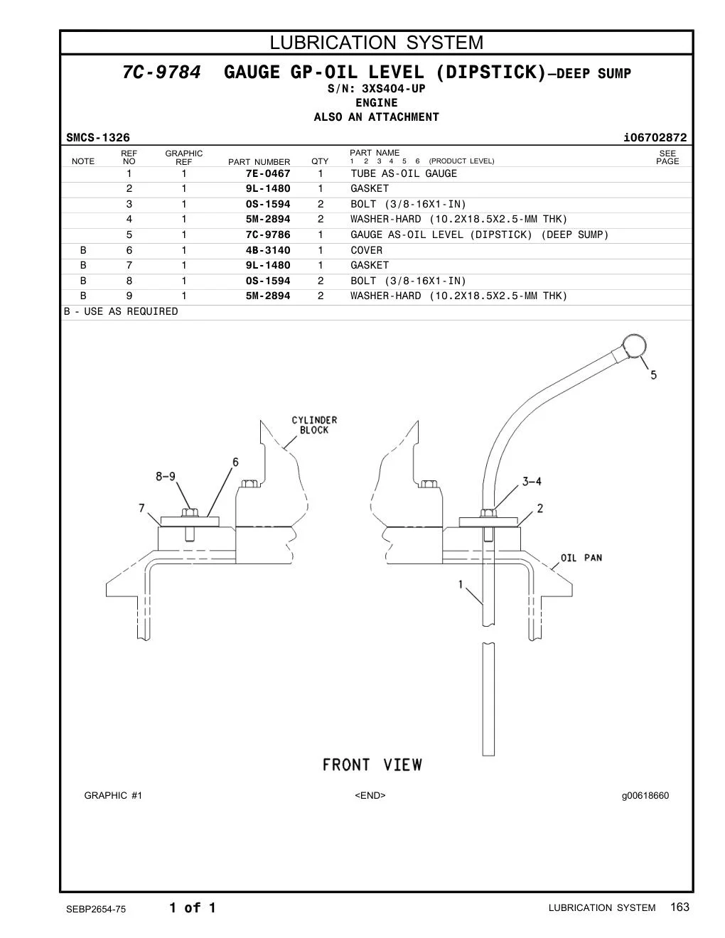 7C-9786 - GAUGE AS-OIL LEVEL (DIPSTICK) (DEEP SUMP)