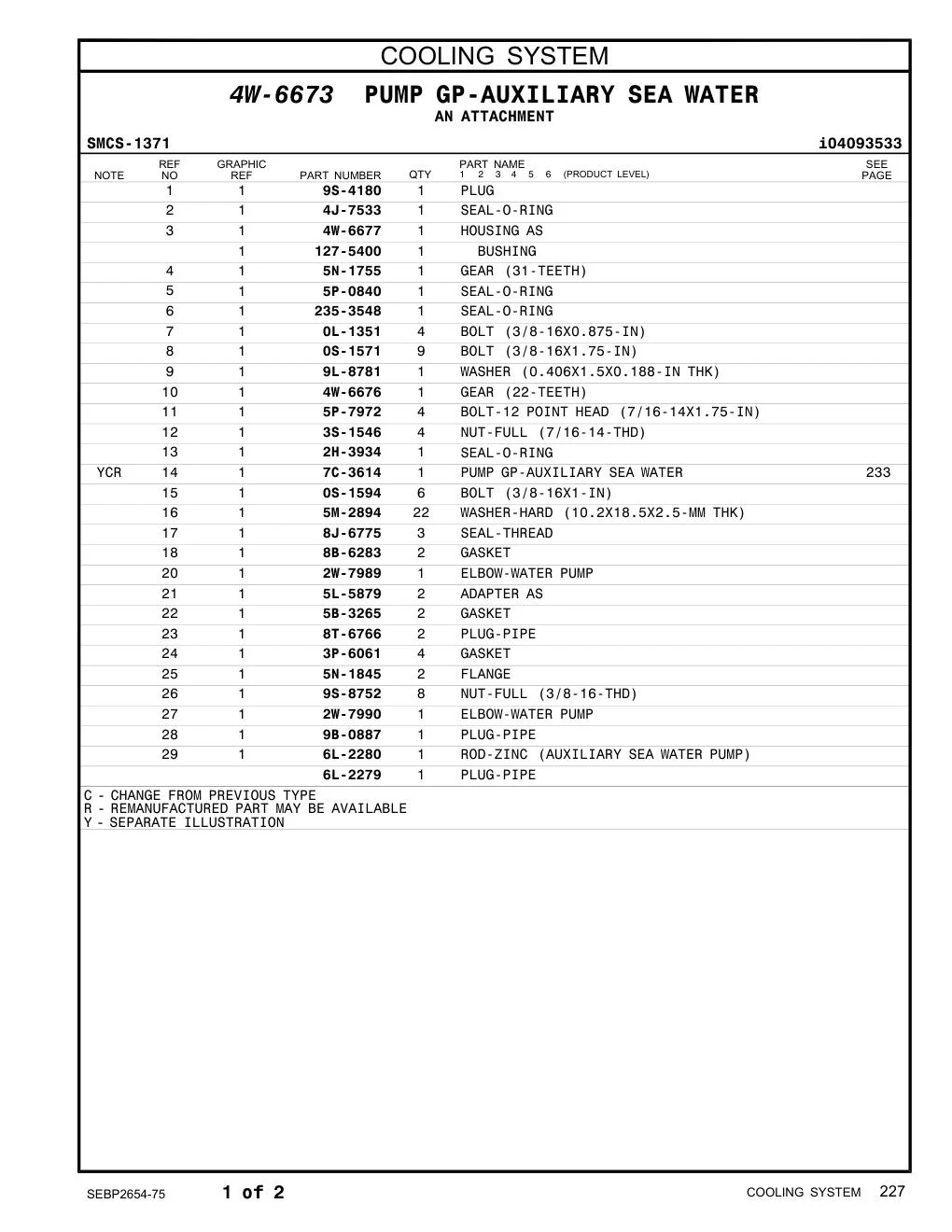 4W-6676 - GEAR (22-TEETH)