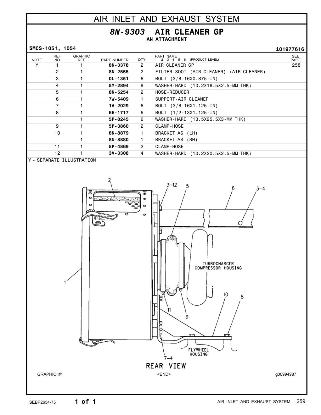 7W-5409 - SUPPORT-AIR CLEANER