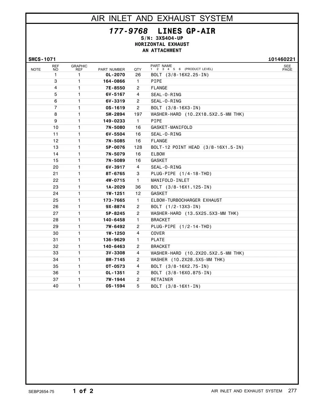 164-0866 PIPE · S/N 3XS404-UP CAT parts manual diagram