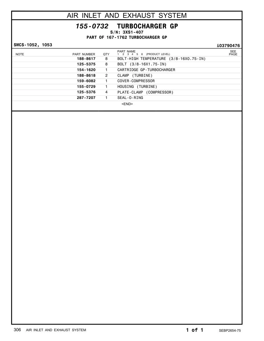 154-1620 - CARTRIDGE GP-TURBOCHARGER