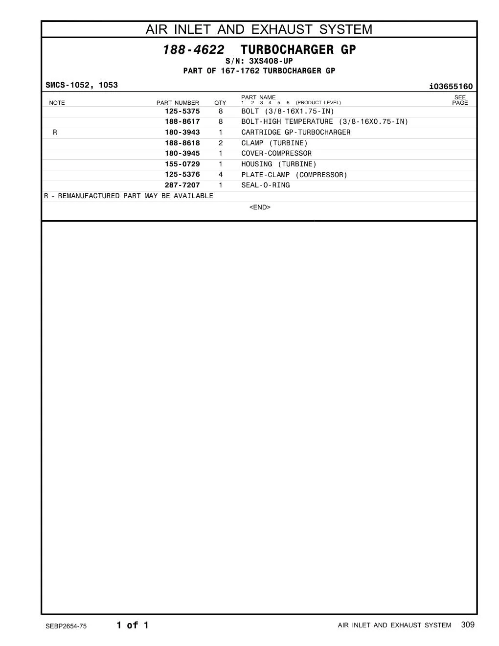 180-3943 CARTRIDGE GP-TURBOCHARGER CAT parts diagram