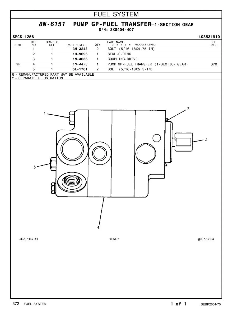 3H-3243 - BOLT (5/16-18X4.75-IN)