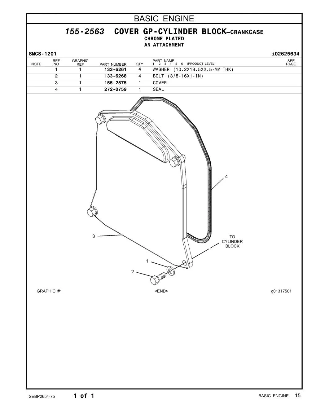 133-6268 - BOLT (3/8-16X1-IN)