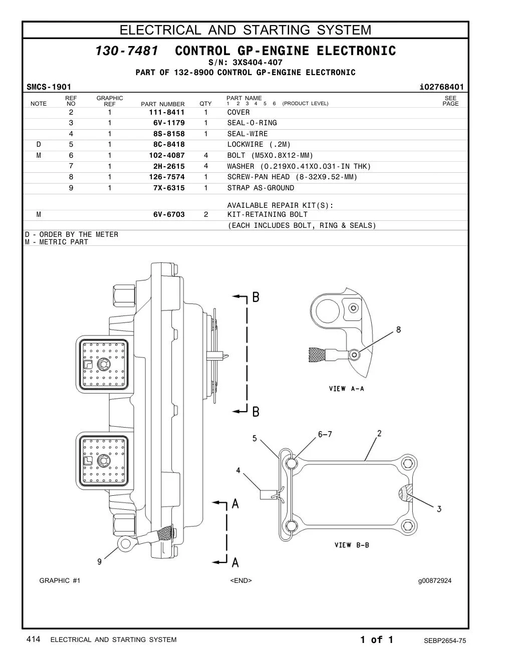 2H-2615 WASHER (0.219X0.41X0.031-IN THK) · S/N 3XS404-407 CAT parts manual diagram
