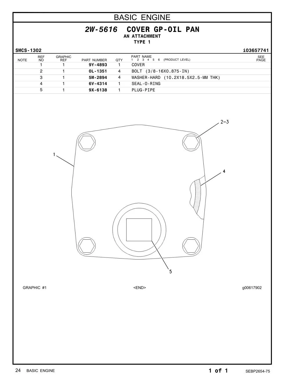0L-1351 - BOLT (3/8-16X0.875-IN)