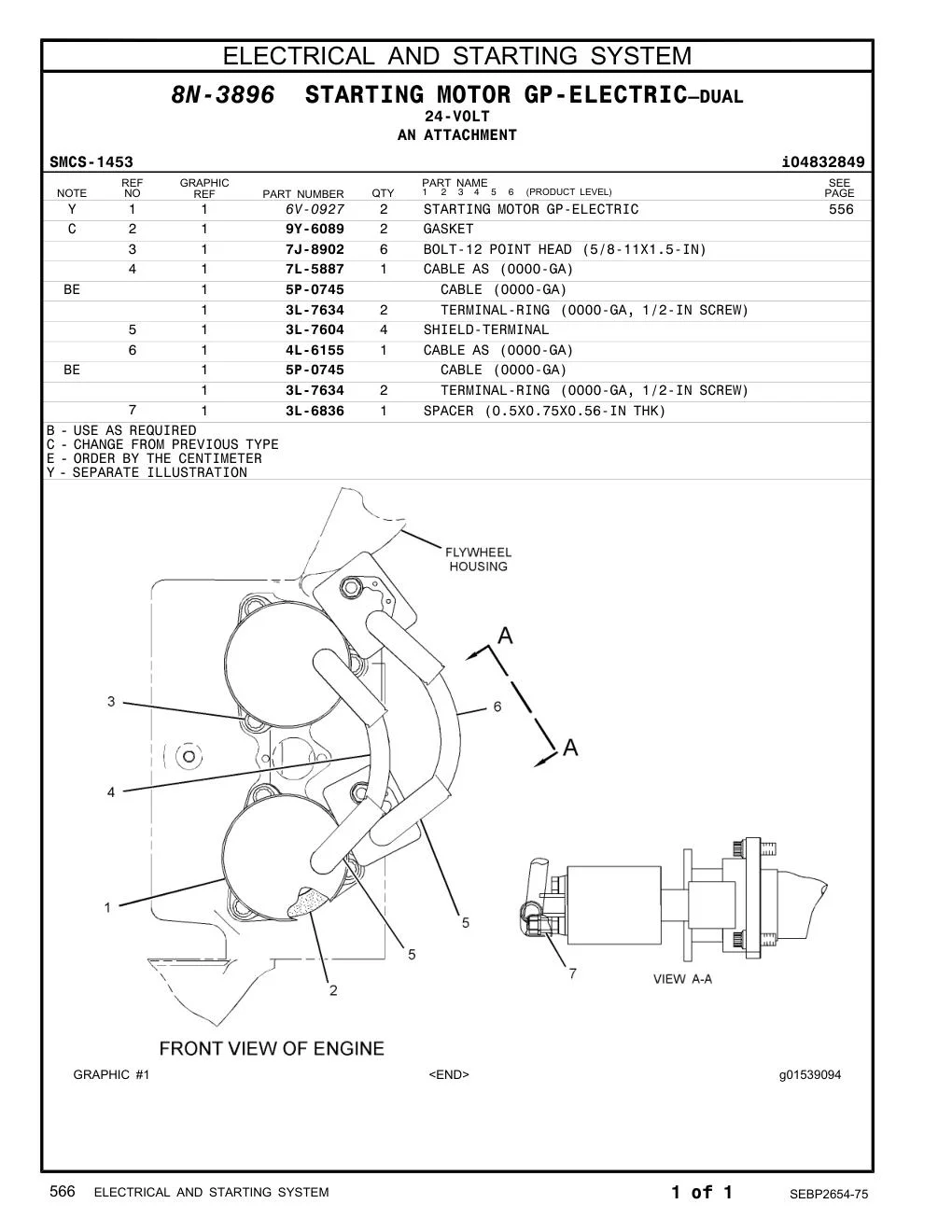 6V-0927 - STARTING MOTOR GP-ELECTRIC