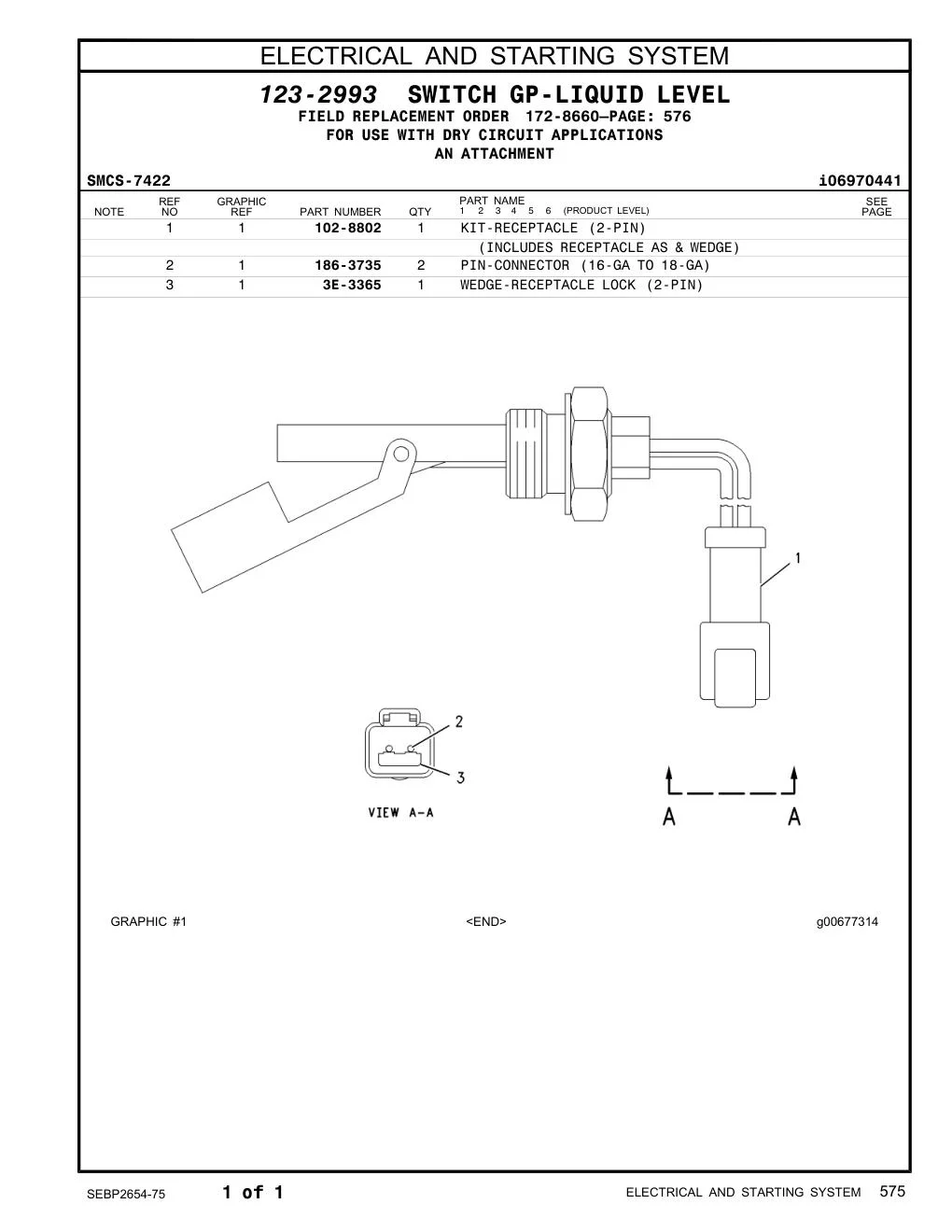 3E-3365 - WEDGE-RECEPTACLE LOCK (2-PIN)