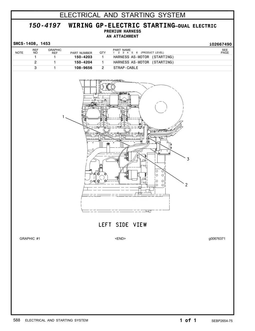 150-4203 HARNESS AS-MOTOR (STARTING) CAT parts manual diagram