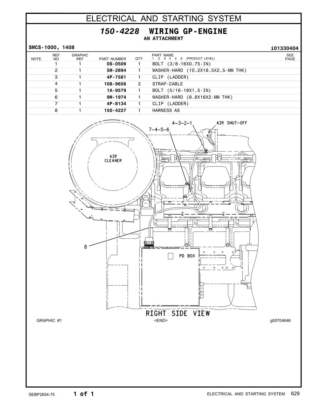 150-4227 HARNESS AS CAT parts manual diagram