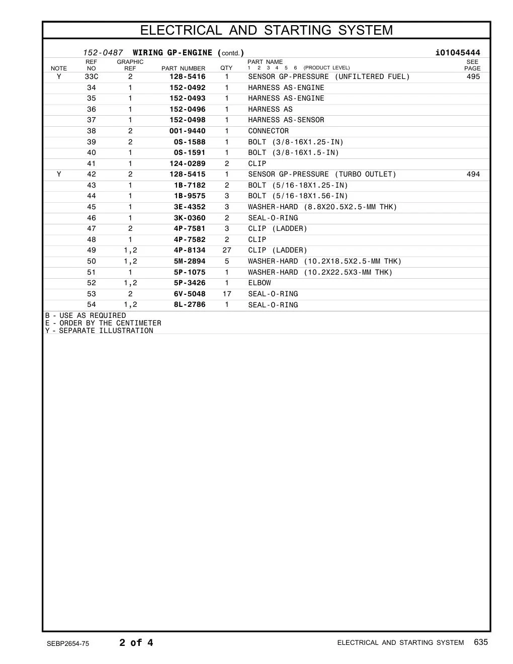 152-0496 HARNESS AS CAT parts manual diagram