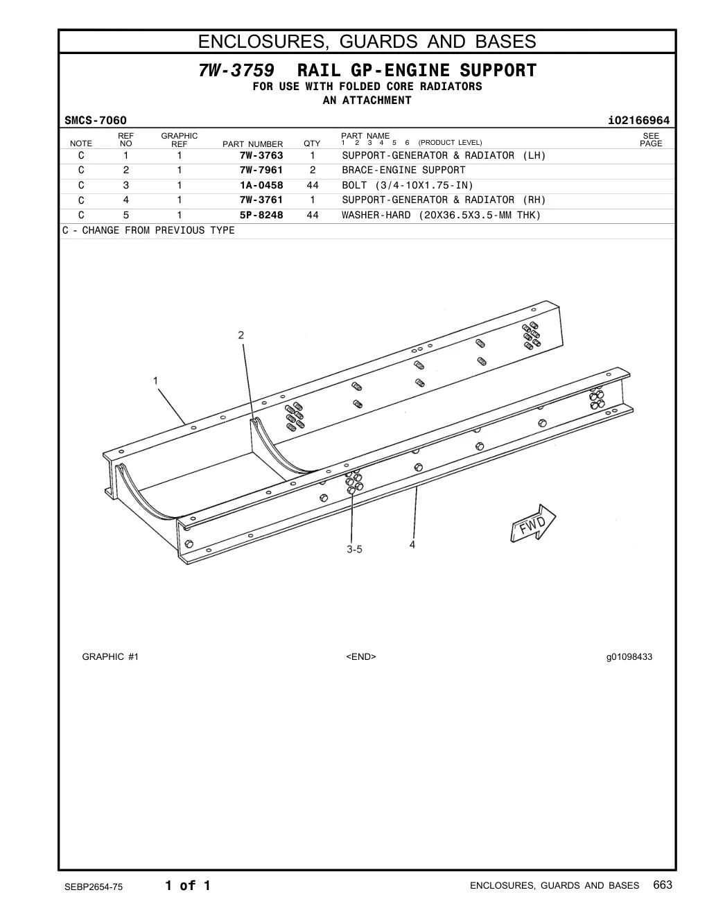 7W-3763 - SUPPORT-GENERATOR & RADIATOR (LH)