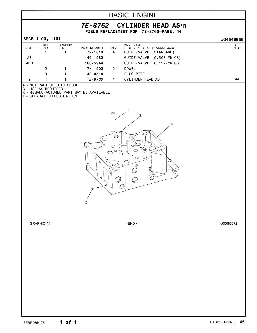 7E-8760 CYLINDER HEAD AS CAT parts manual diagram