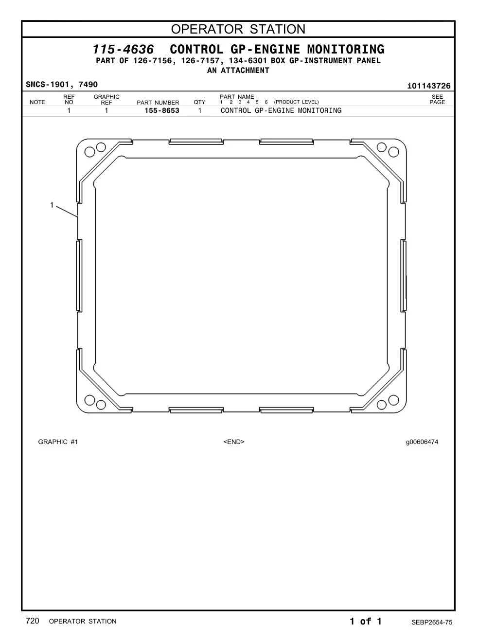 155-8653 CONTROL GP-ENGINE MONITORING CAT parts manual diagram