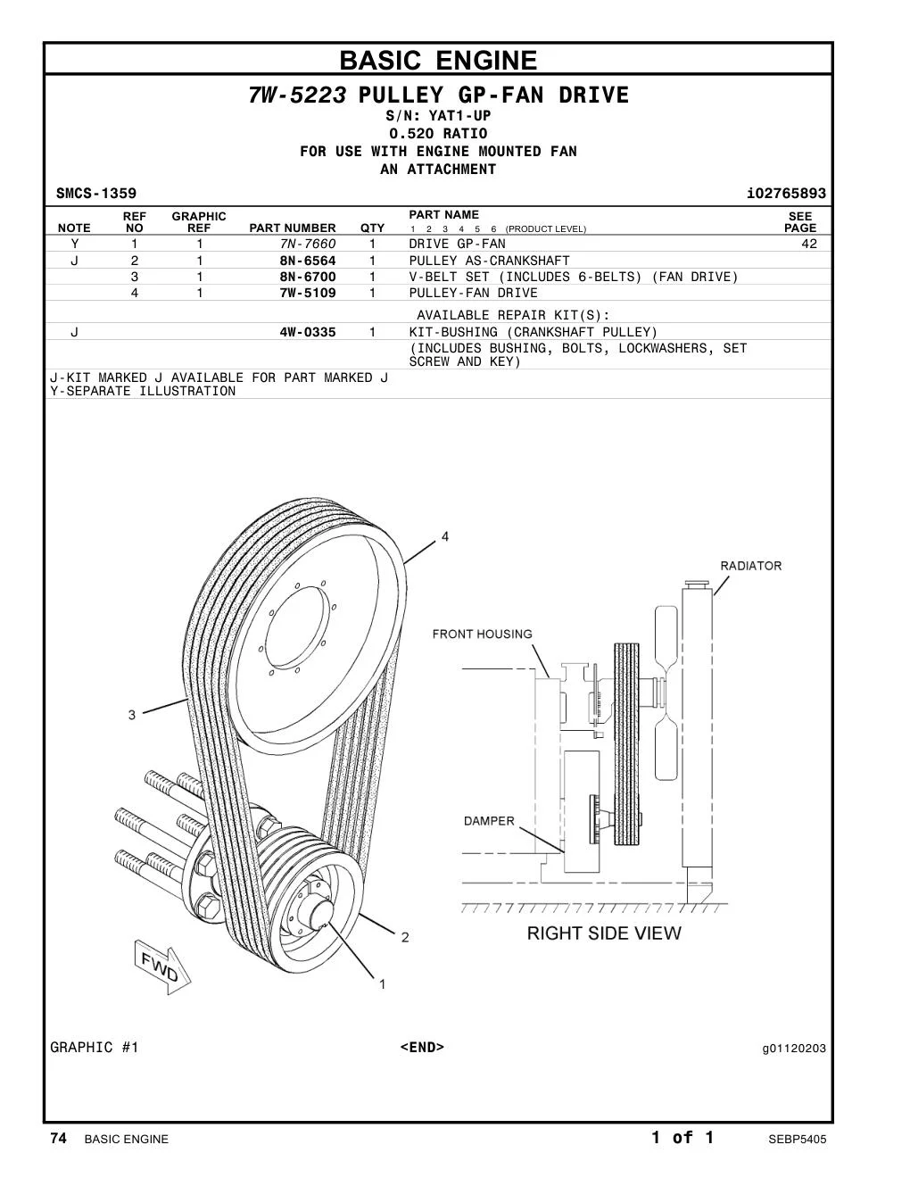 7W-5109 - PULLEY-FAN DRIVE