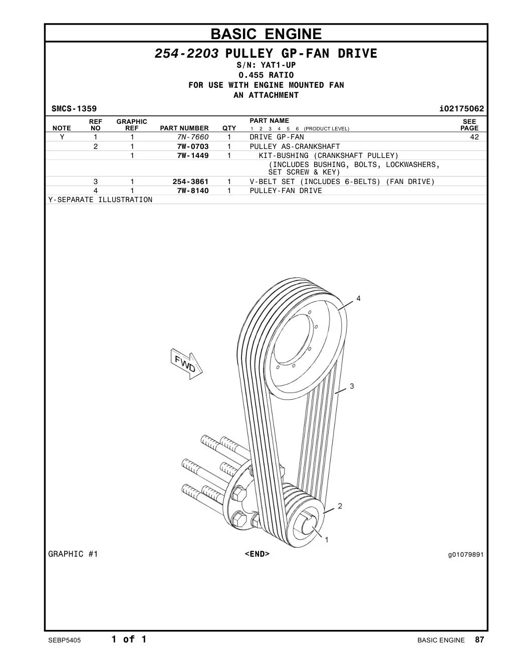 254-3861 - V-BELT SET (INCLUDES 6-BELTS) (FAN DRIVE)
