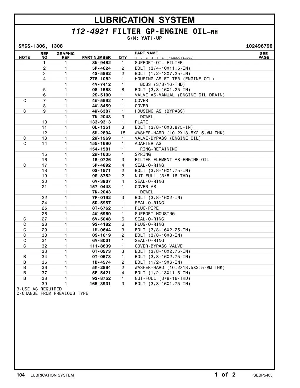 8N-9482 - SUPPORT-OIL FILTER