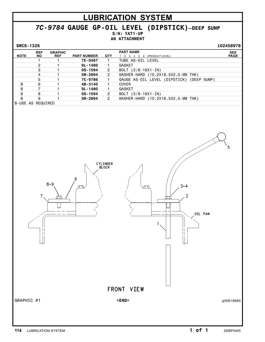 7C-9786 - GAUGE AS-OIL LEVEL (DIPSTICK) (DEEP SUMP)