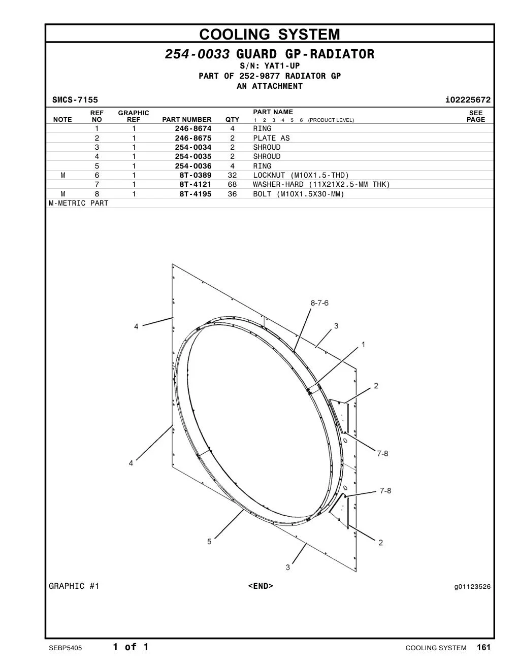 254-0035 SHROUD · S/N YAT1-UP CAT parts manual diagram